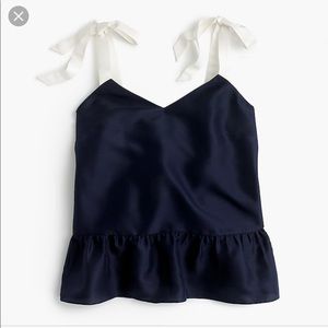 J. Crew silk bow peplum top